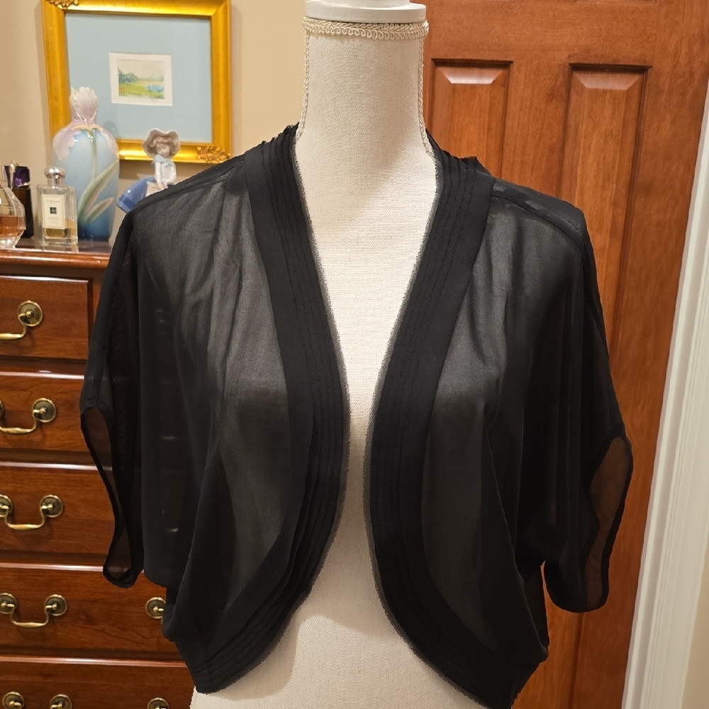 White House Black Market Black Sheer Shrug
